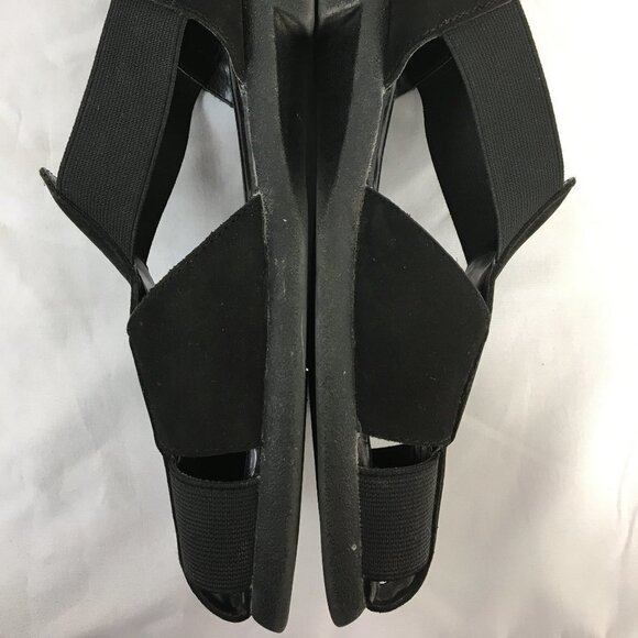 Judith "Rosemary" Black Slip-On Open Toe Flats Size 7.5 EXCELLENT Condition - Picture 3 of 10